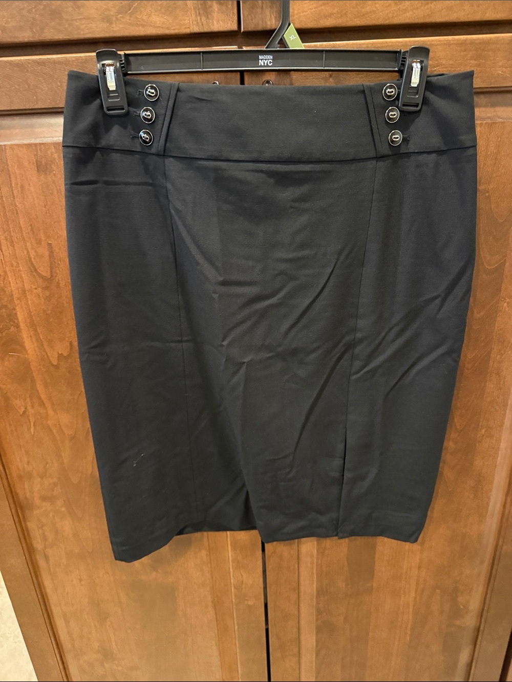 White House Black Market Black Pencil Skirt with Side Button Detail